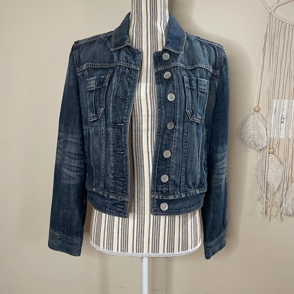 Express Jackets & Blazers - Vintage Express Dark Blue Denim Jean Jacket Size Medium